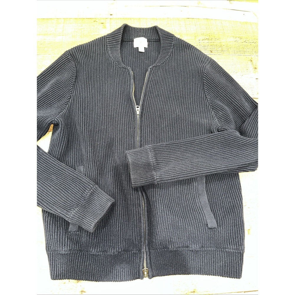 Brooks Brothers Red Fleece Rib‎ Knit Full Zip Navy Sweater (2880)